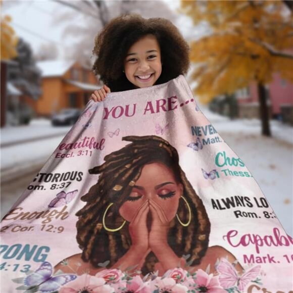 Inspirational Throw Blanket Fleece Soft Cozy Bedroom Gift for Women Girls 50x60 - Picture 4 of 8